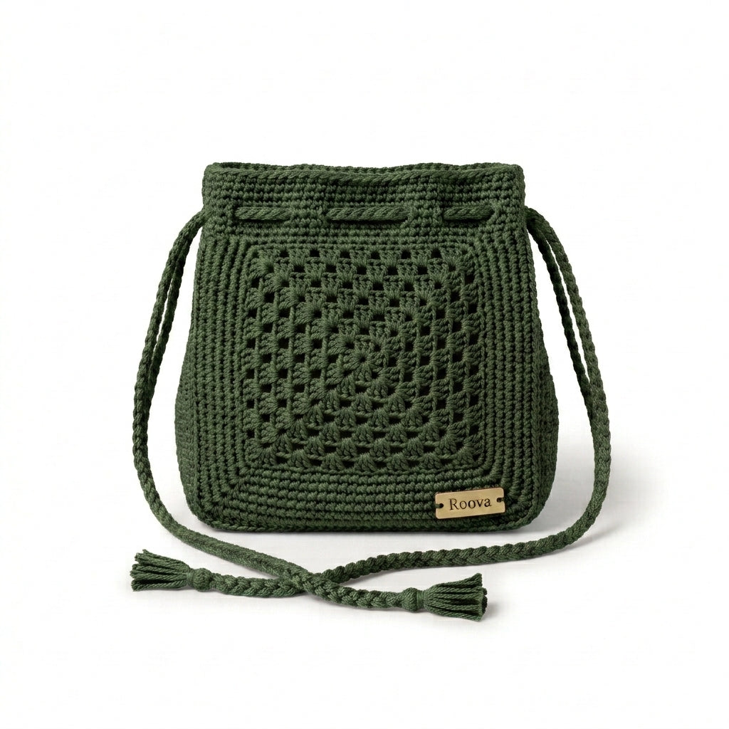 Roova Crochet Drawstring Bag