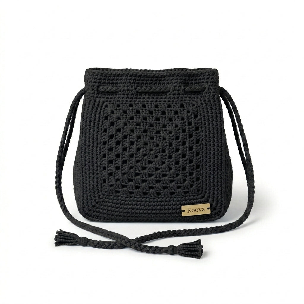 Roova Crochet Drawstring Bag