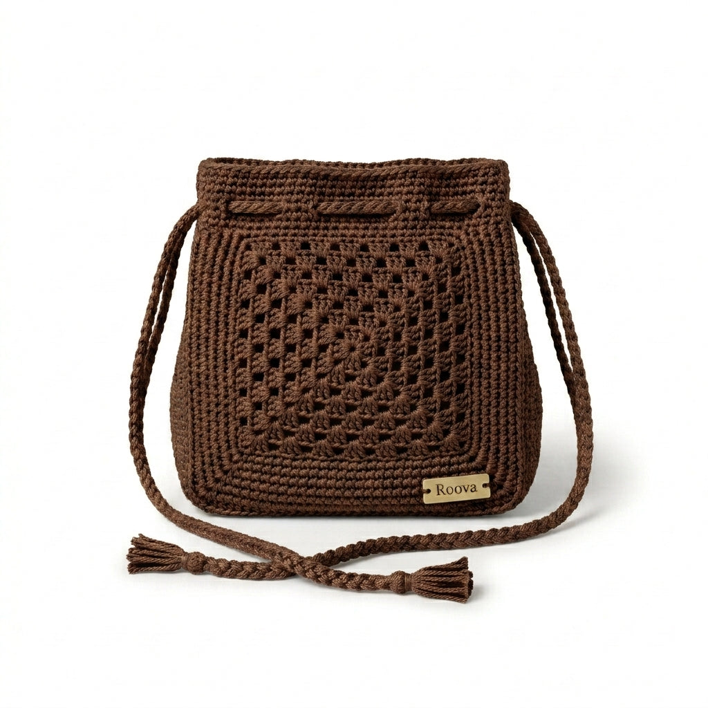 Roova Crochet Drawstring Bag