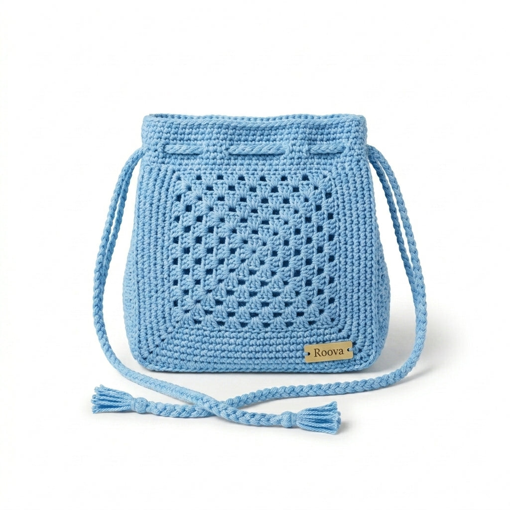Roova Crochet Drawstring Bag