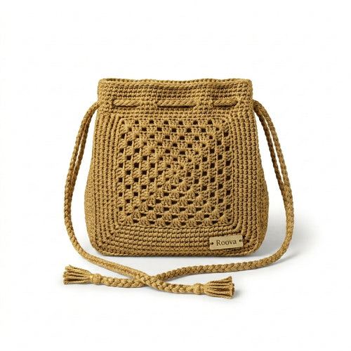 Roova Crochet Drawstring Bag