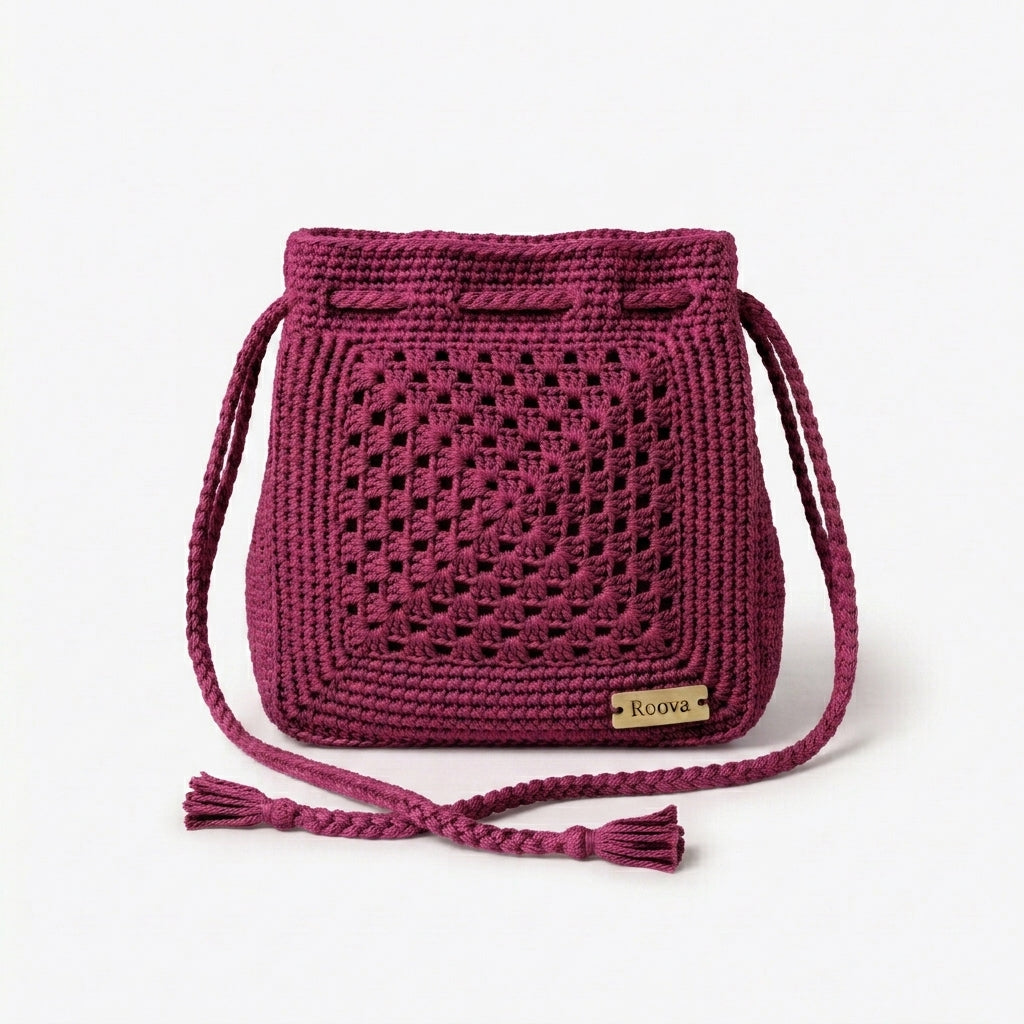Roova Crochet Drawstring Bag
